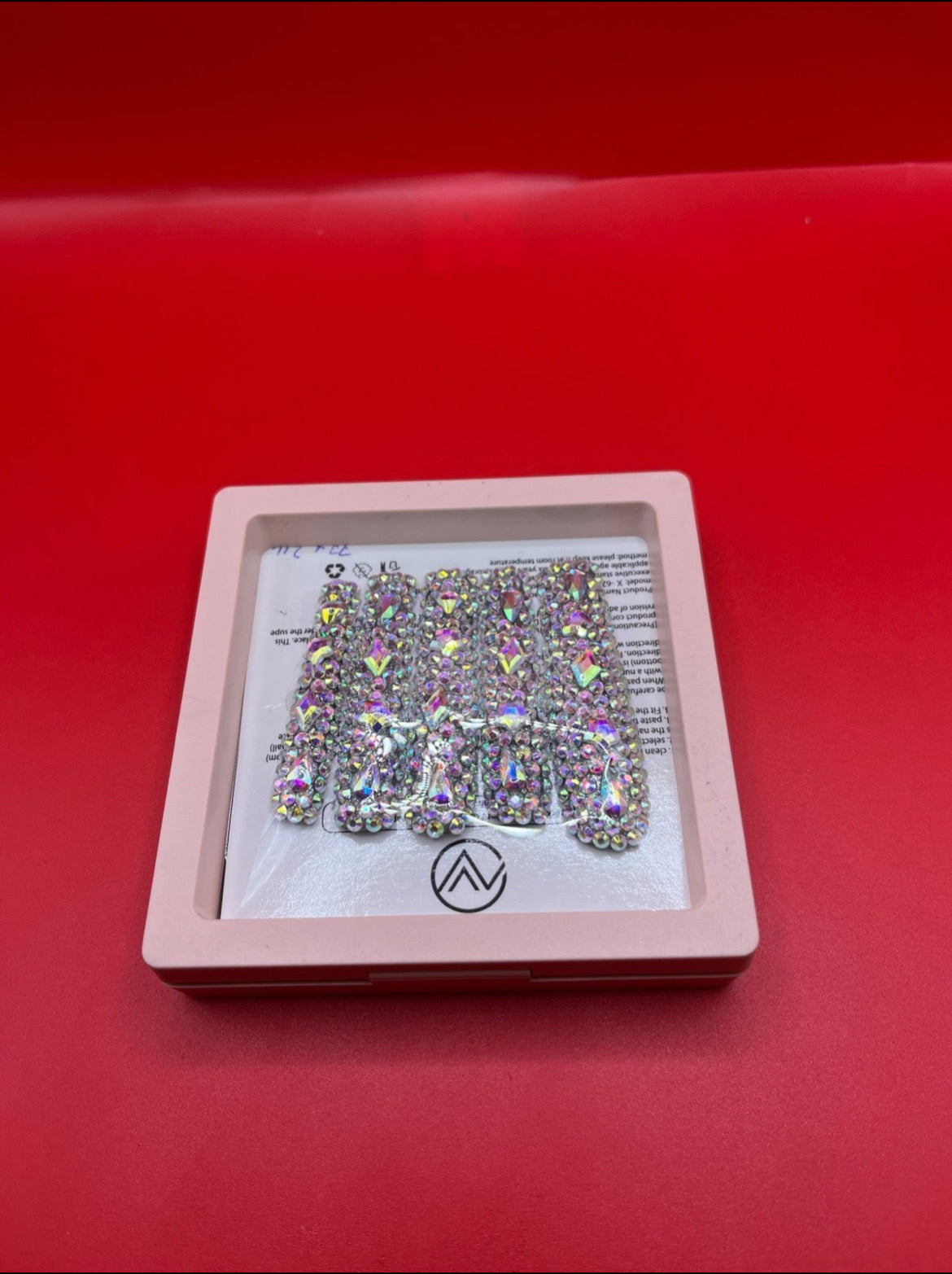 Handmade 3D Crystal Long Square Press On Nails