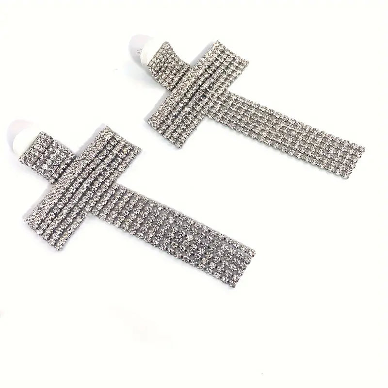 Elegant Silver Cross Earrings