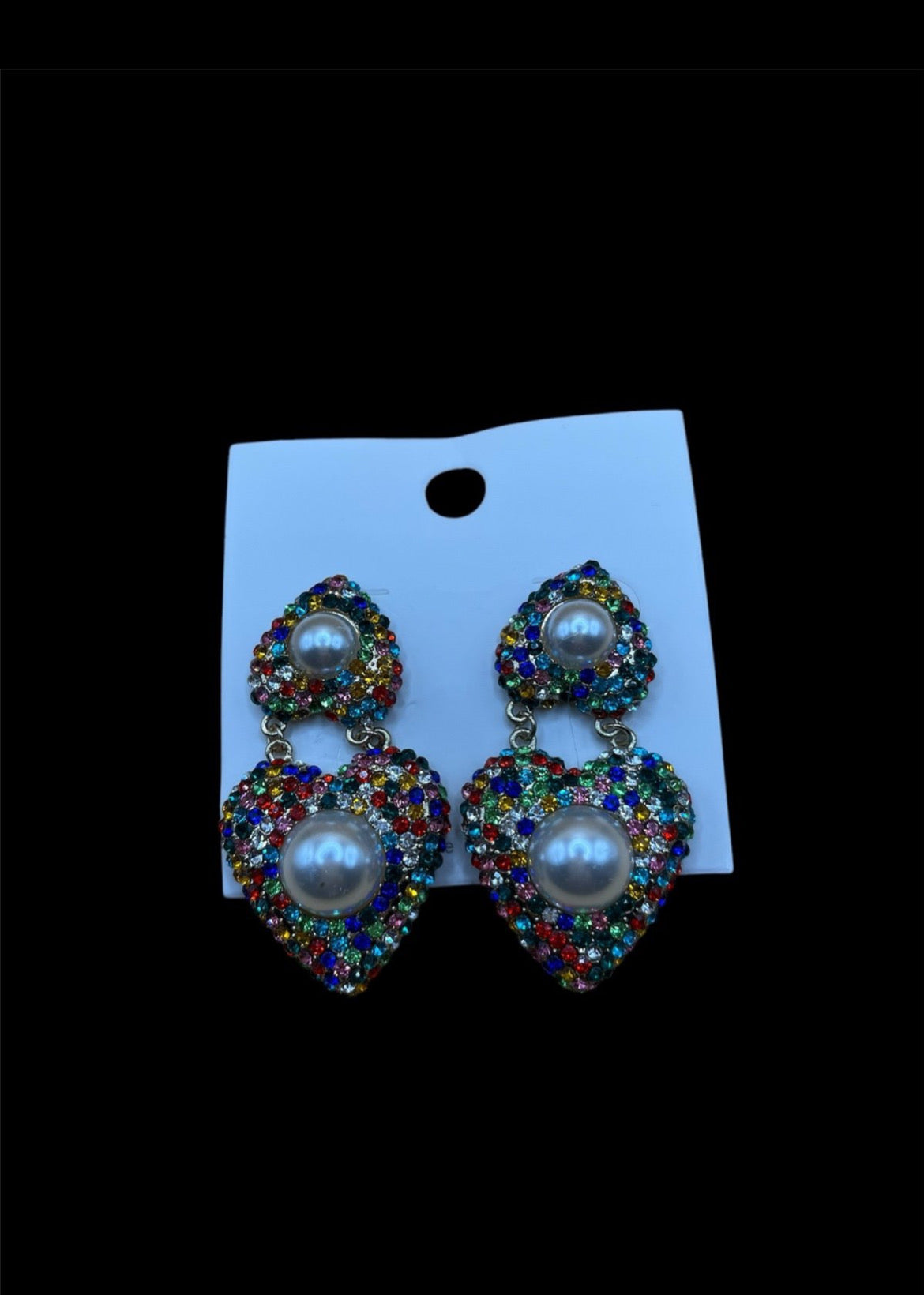 Sweetheart Pearl & Gem Earring Set