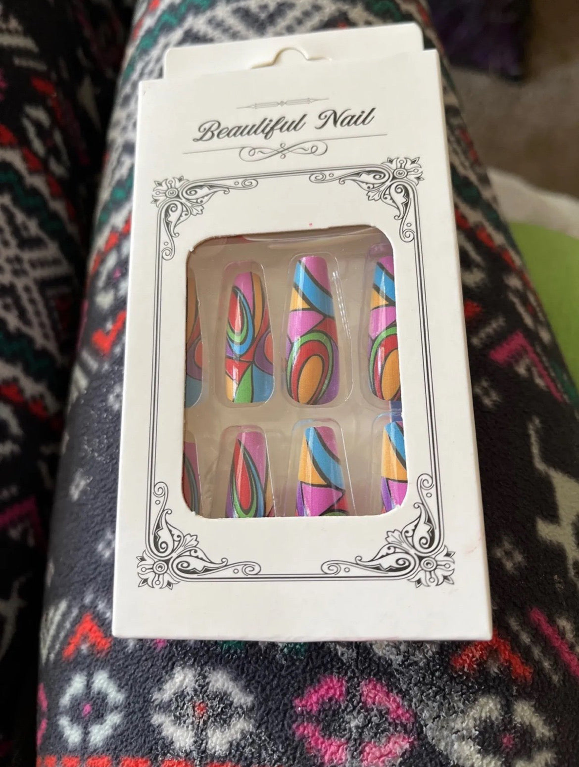 Colorful Geometric Ballerina Press On Nails (24pcs)