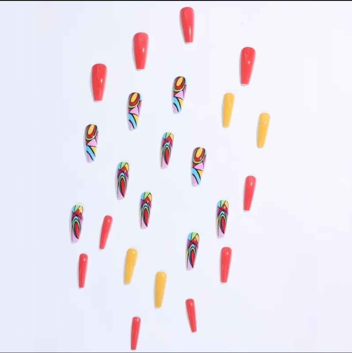 Colorful Geometric Ballerina Press On Nails (24pcs)
