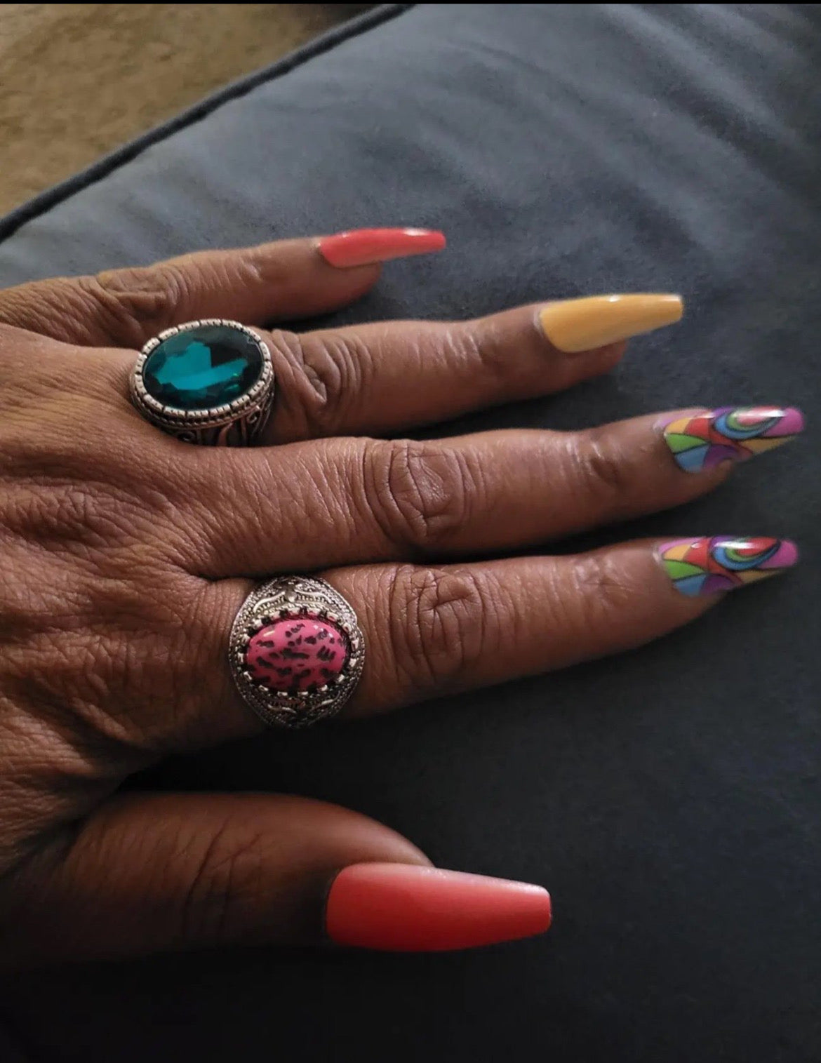 Colorful Geometric Ballerina Press On Nails (24pcs)
