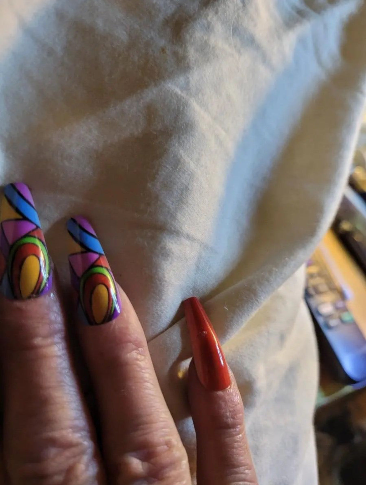Colorful Geometric Ballerina Press On Nails (24pcs)