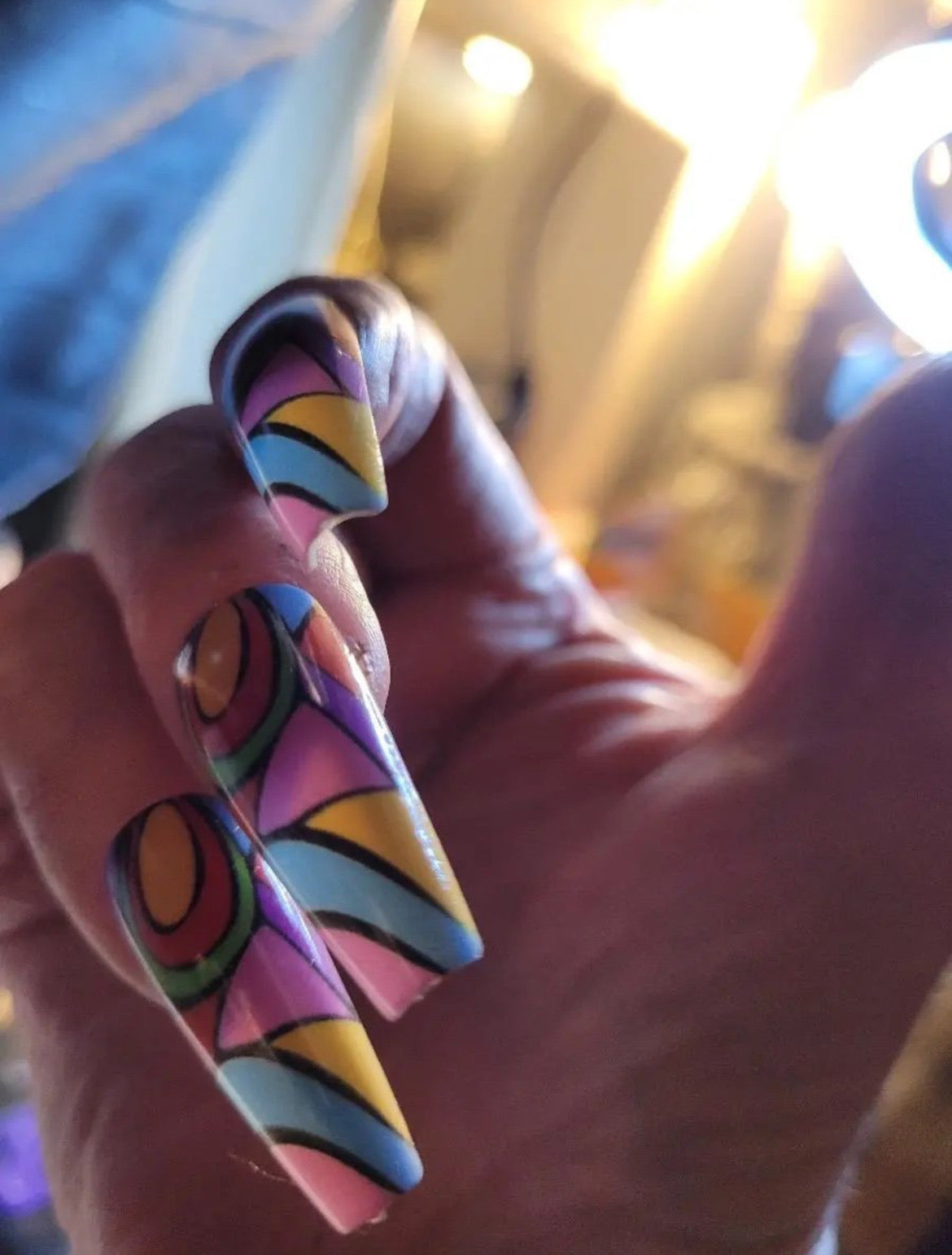 Colorful Geometric Ballerina Press On Nails (24pcs)