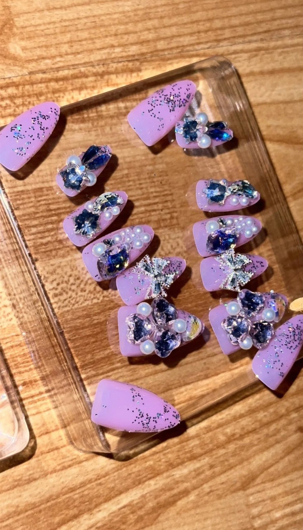 Glitter Shining 3D Heart Nails (24pcs)