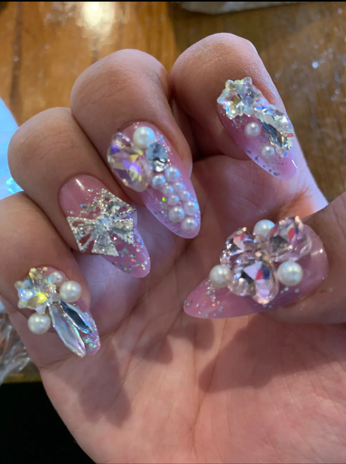 Glitter Shining 3D Heart Nails (24pcs)