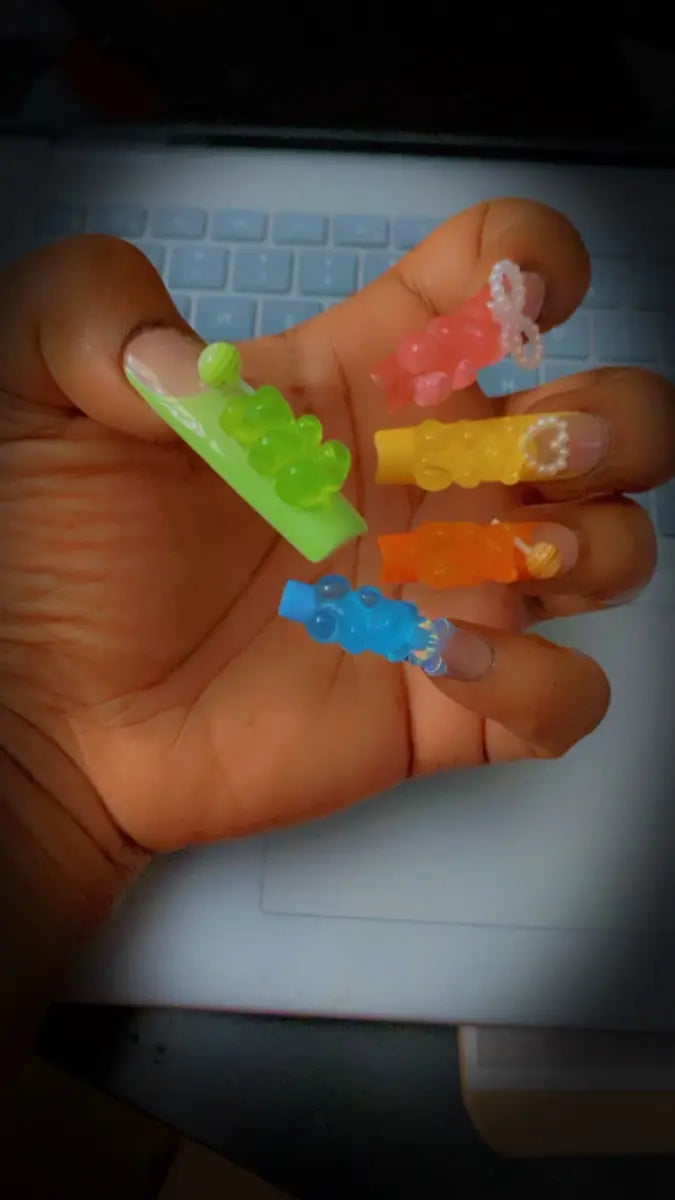 Handmade 3D Bear Press On Nails