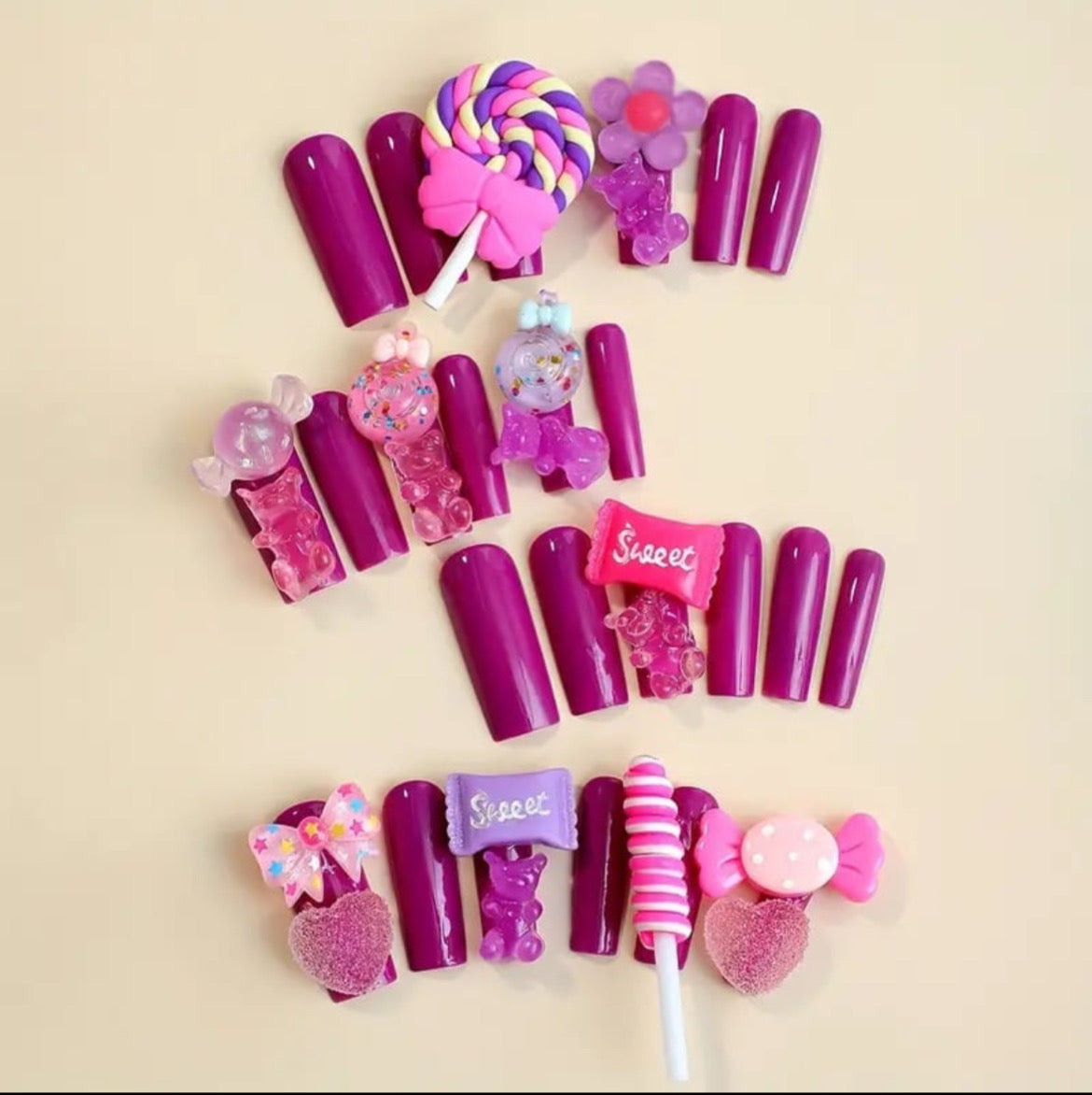 3D Lollipop Press On Nails (24pcs)