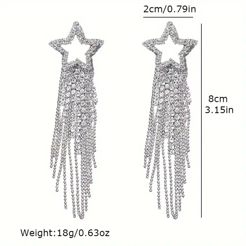Star Studded Tassel Earrings