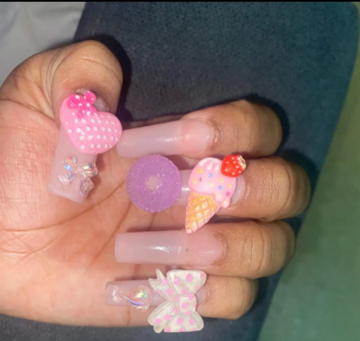 Coffin Style Charm Nails