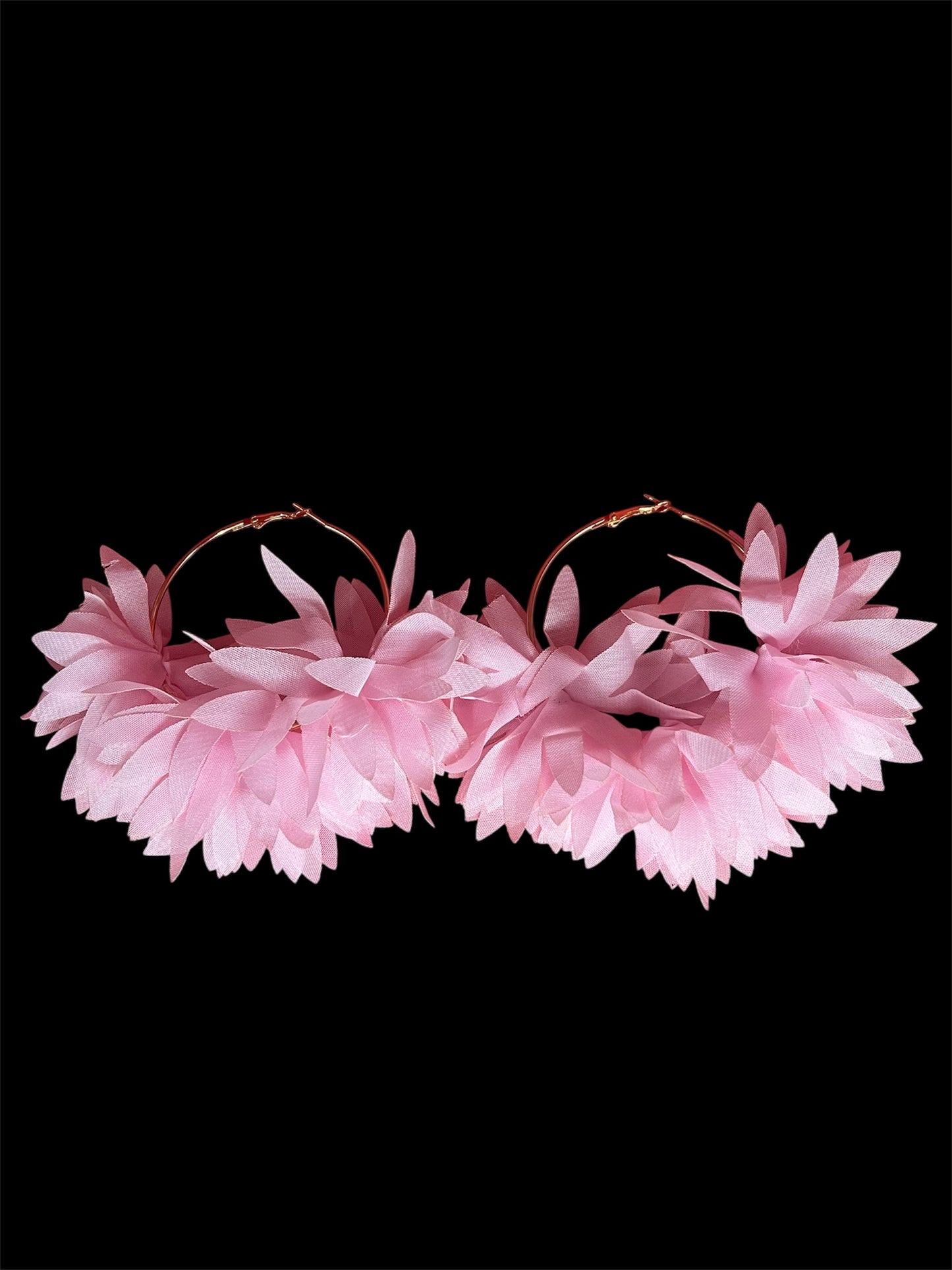 Fabric Flower Hoop Earrings