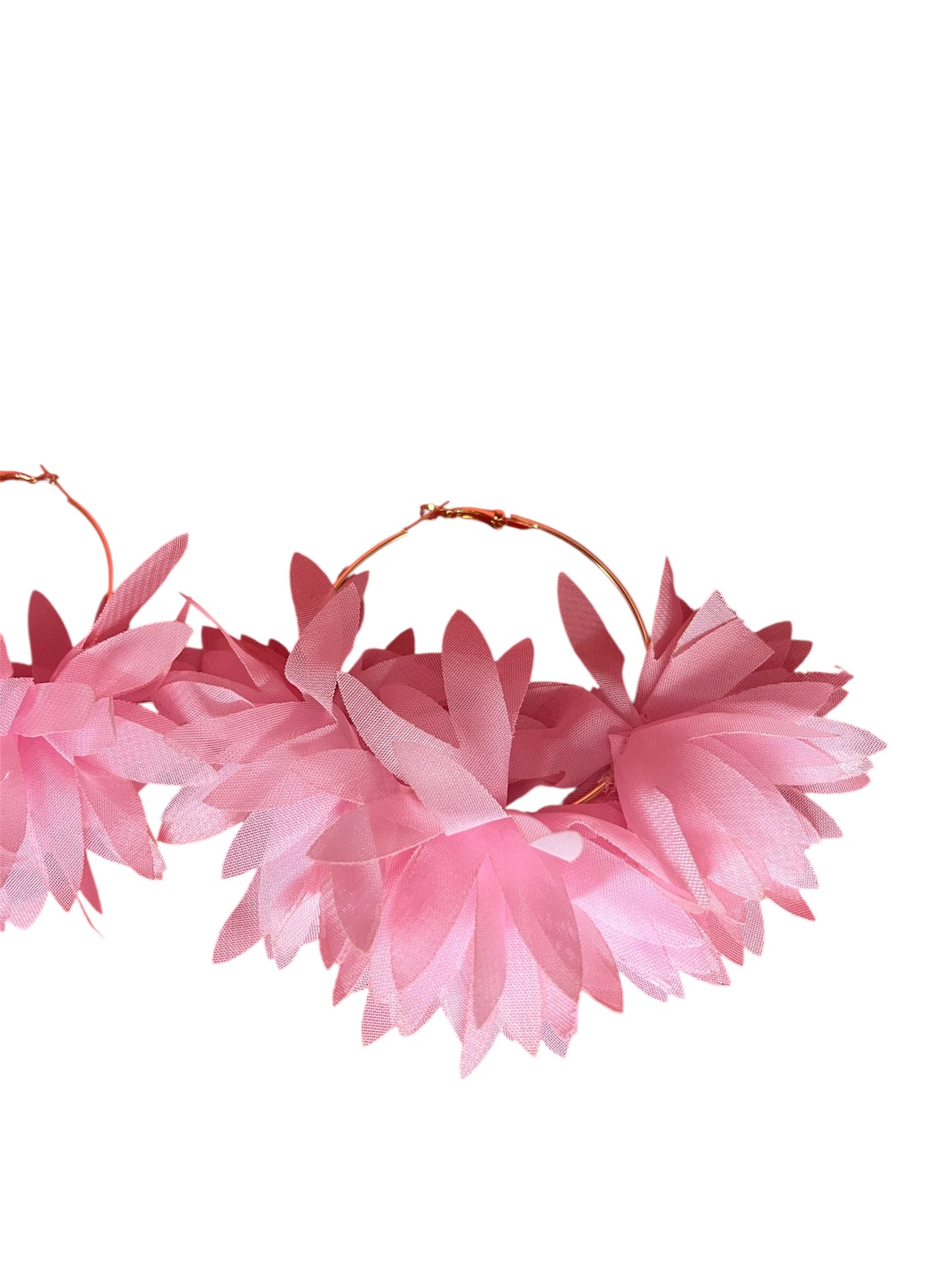 Fabric Flower Hoop Earrings
