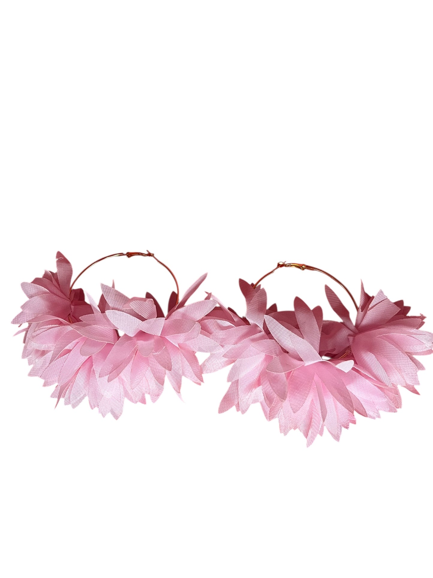 Fabric Flower Hoop Earrings
