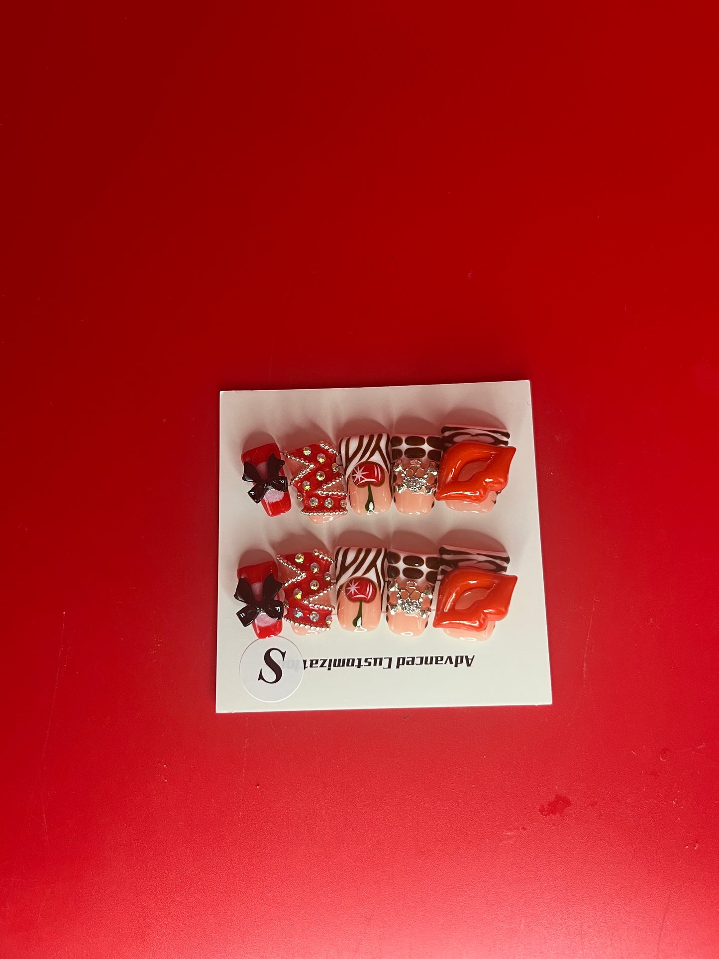 3D Cherry Duckbill Nails