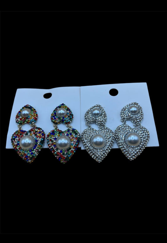 Sweetheart Pearl & Gem Earring Set