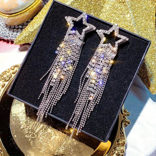 Star Studded Tassel Earrings