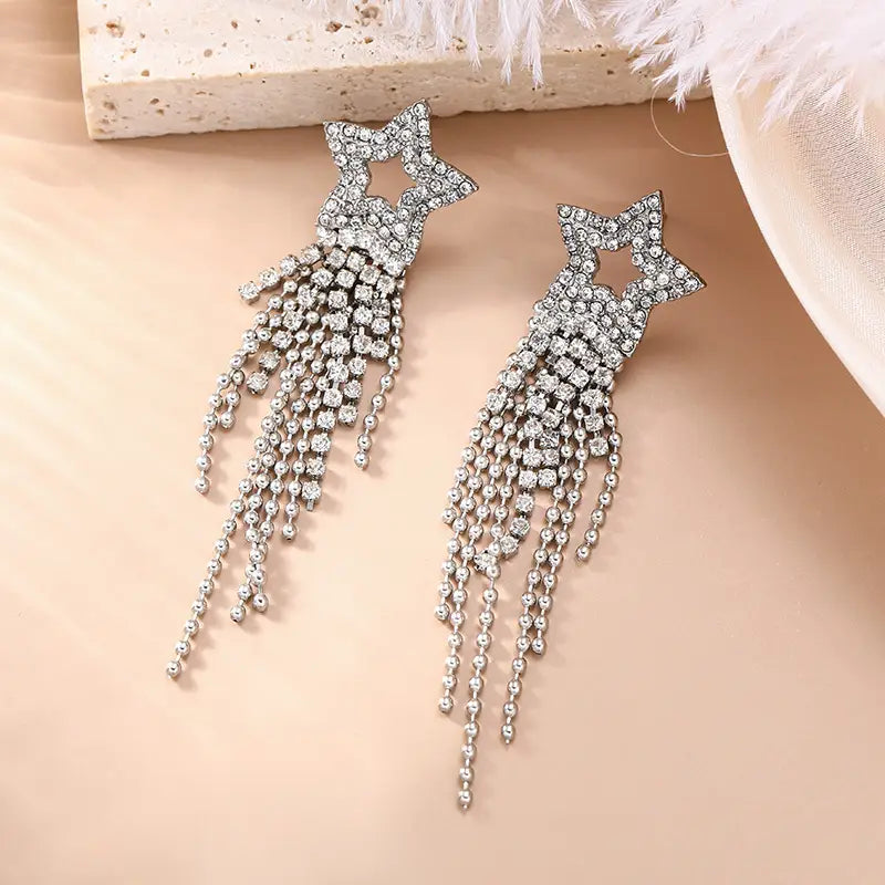Star Studded Tassel Earrings
