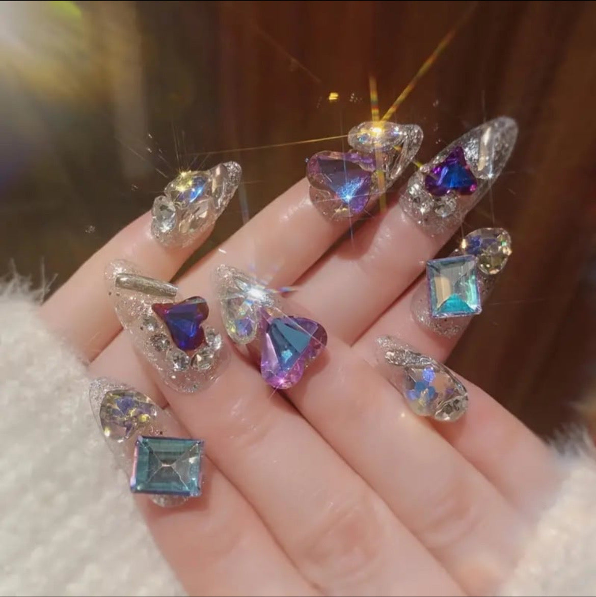 Handmade 3D Heart Nails