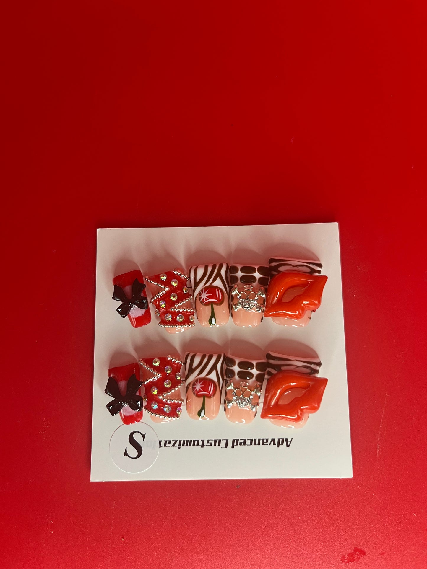 3D Cherry Duckbill Nails