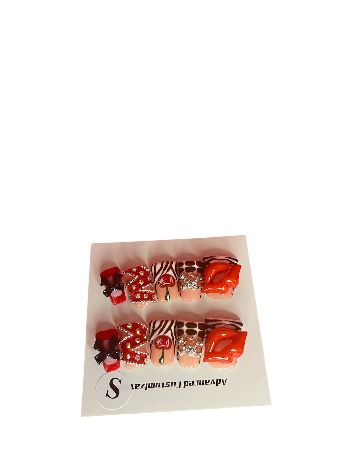 3D Cherry Duckbill Nails