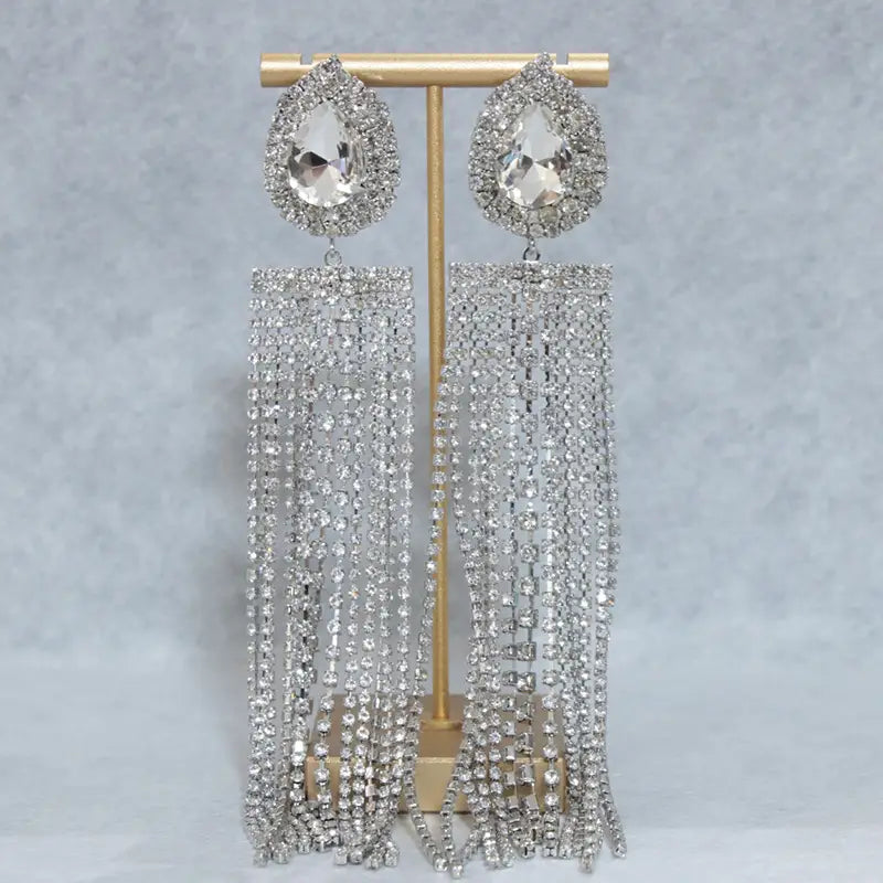 Rhinestone Tassel Earrings