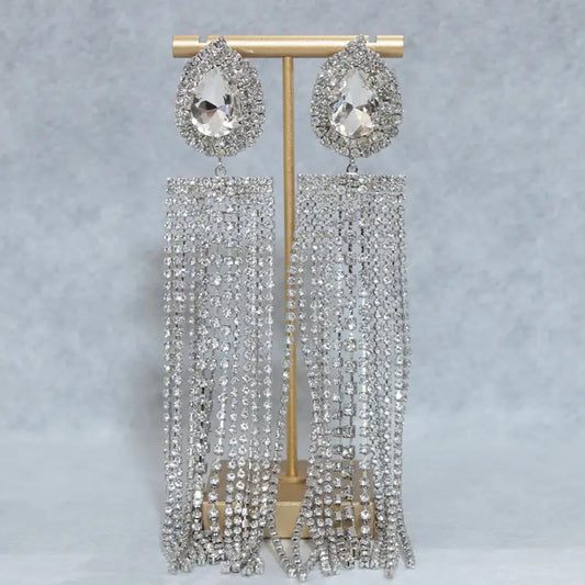 Rhinestone Tassel Earrings