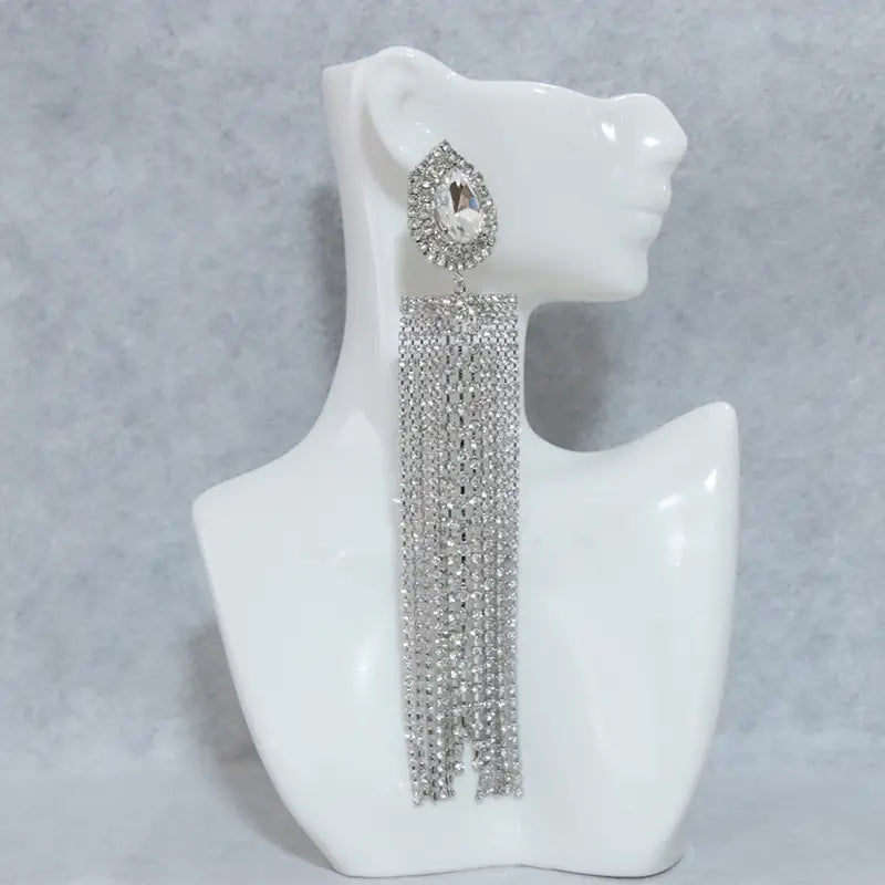 Rhinestone Tassel Earrings