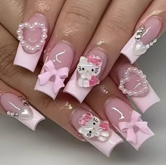 3D Hello Kitty Press On Nails