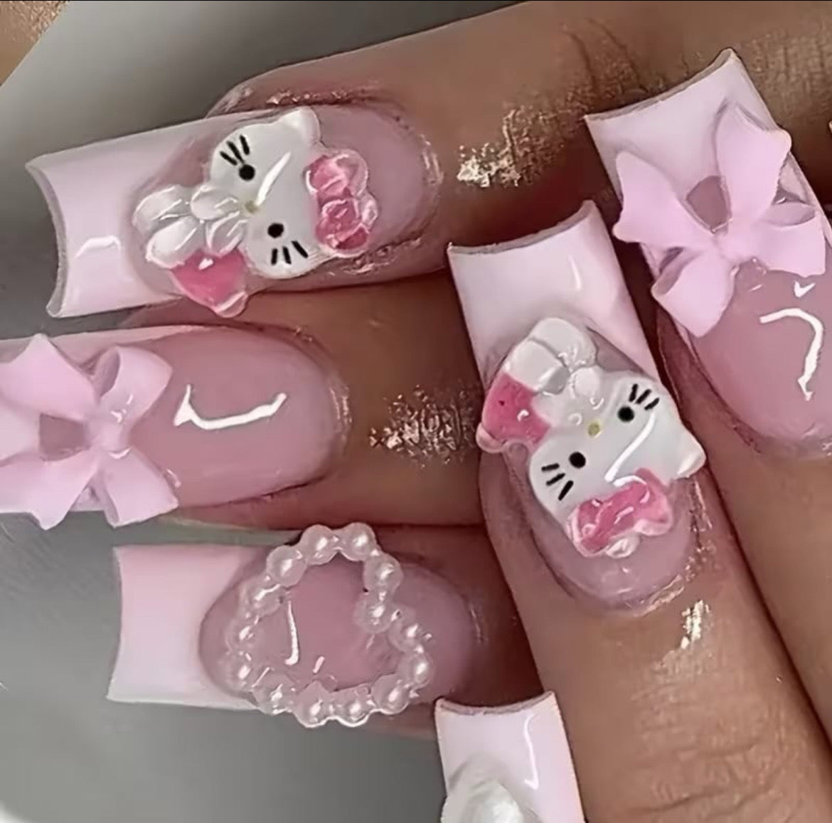 3D Hello Kitty Press On Nails