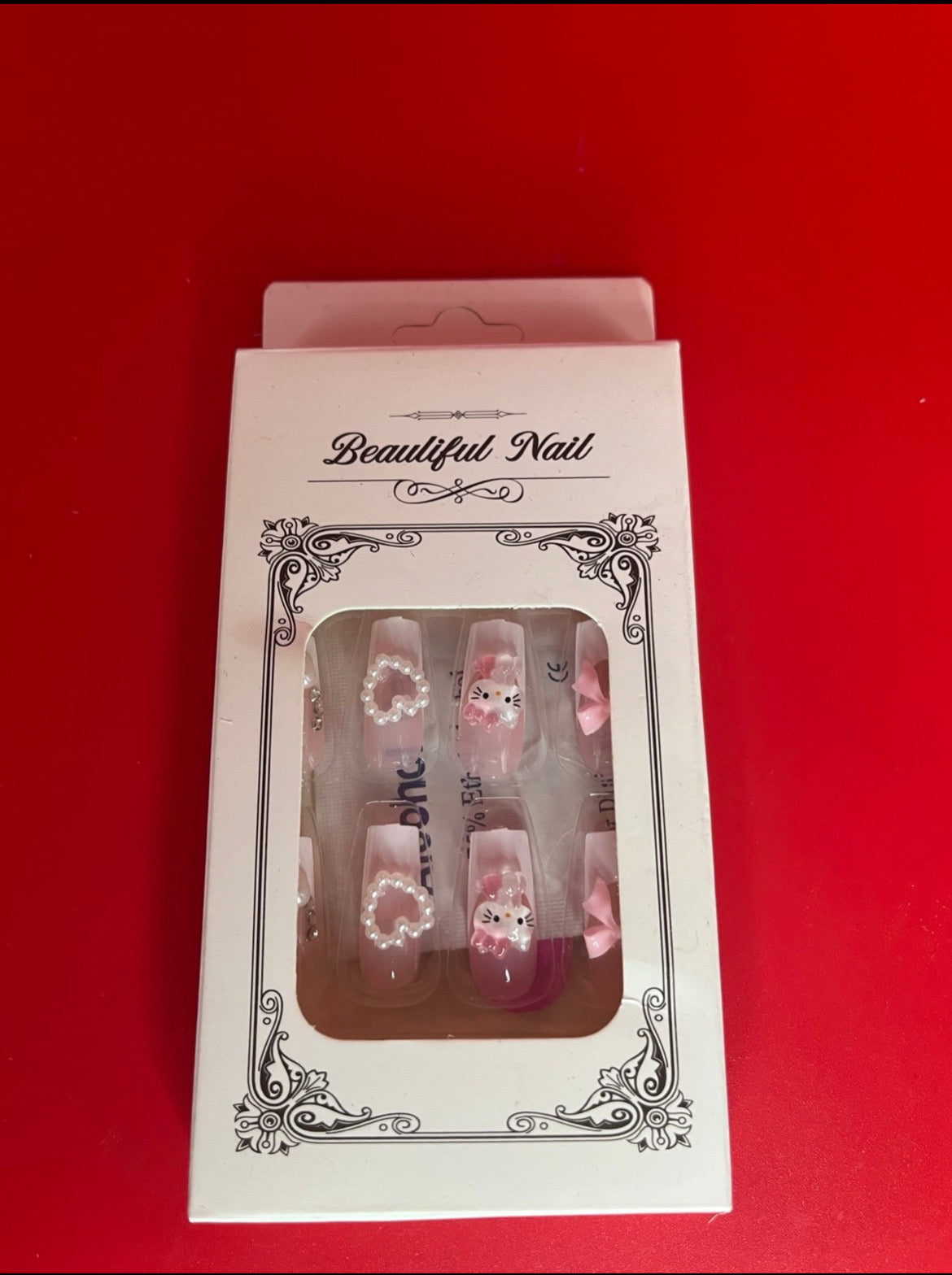 3D Hello Kitty Press On Nails