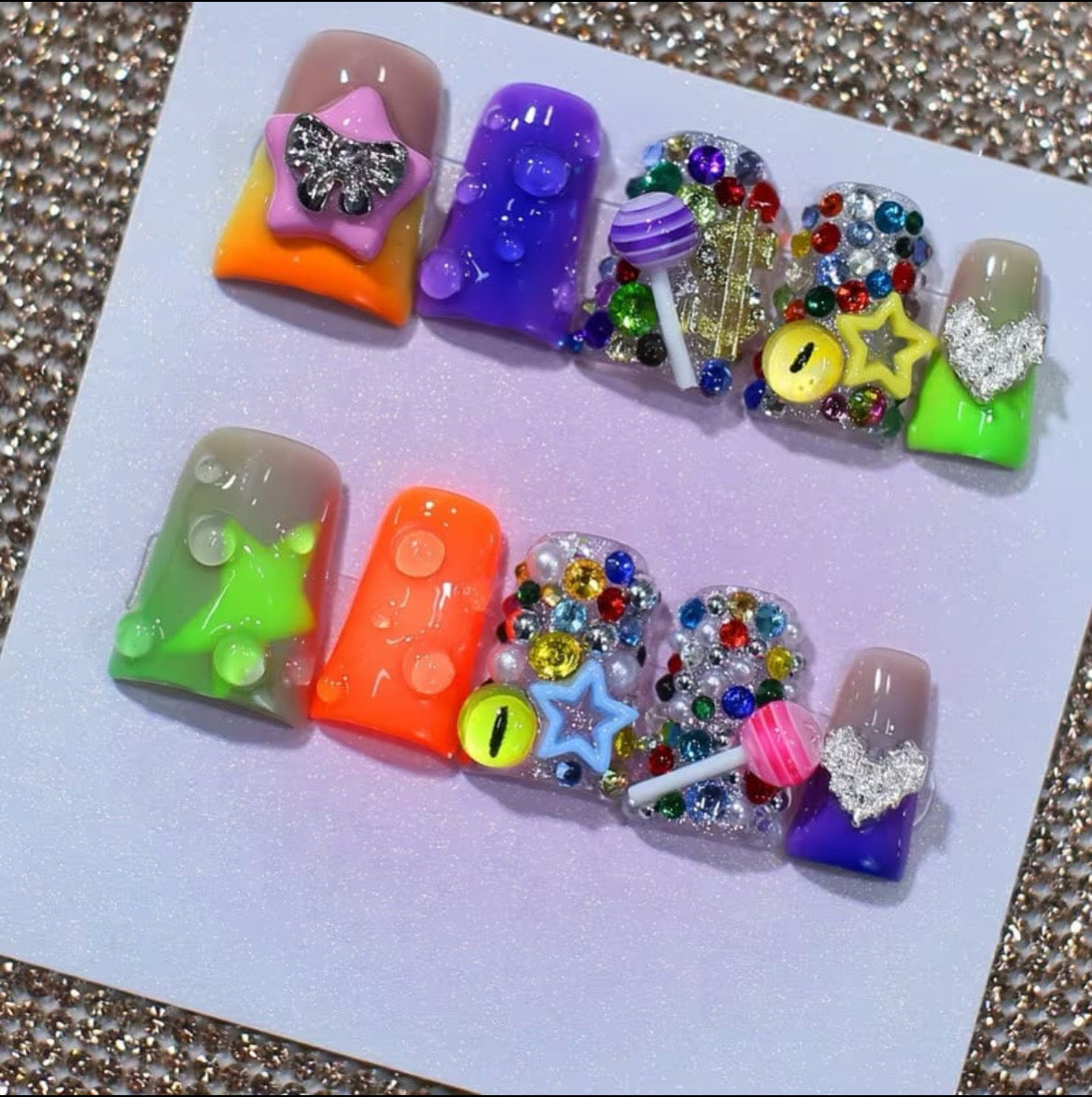 3D Lollipop & Stars Duckbill Nails