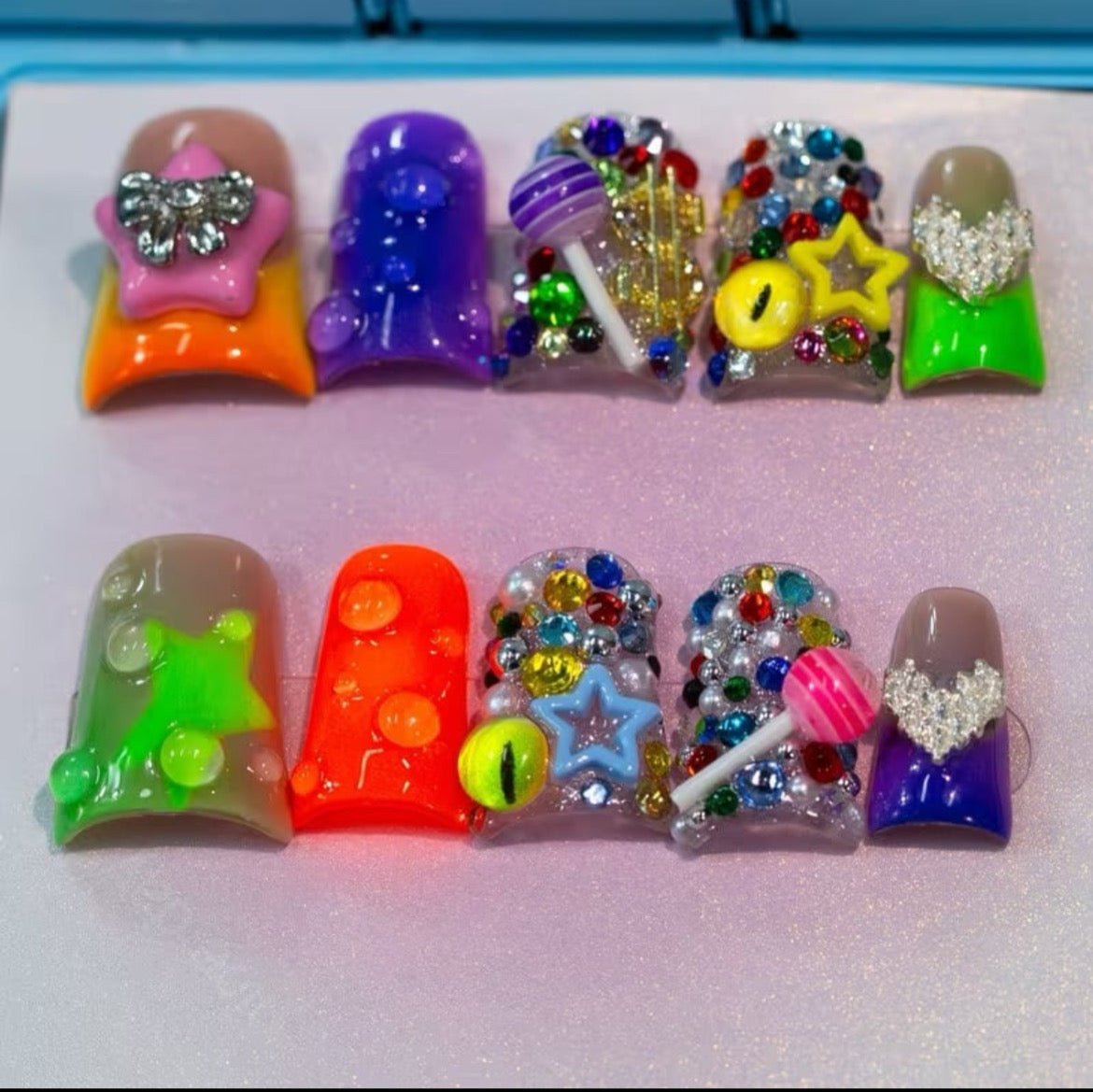 3D Lollipop & Stars Duckbill Nails