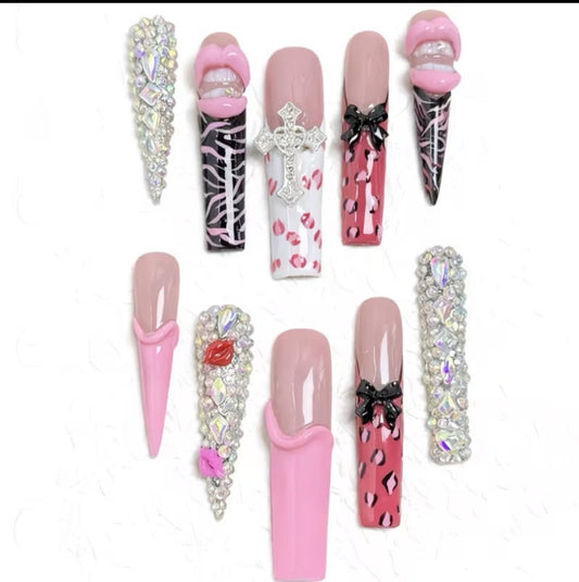 Elaborate 3D Charm Nails