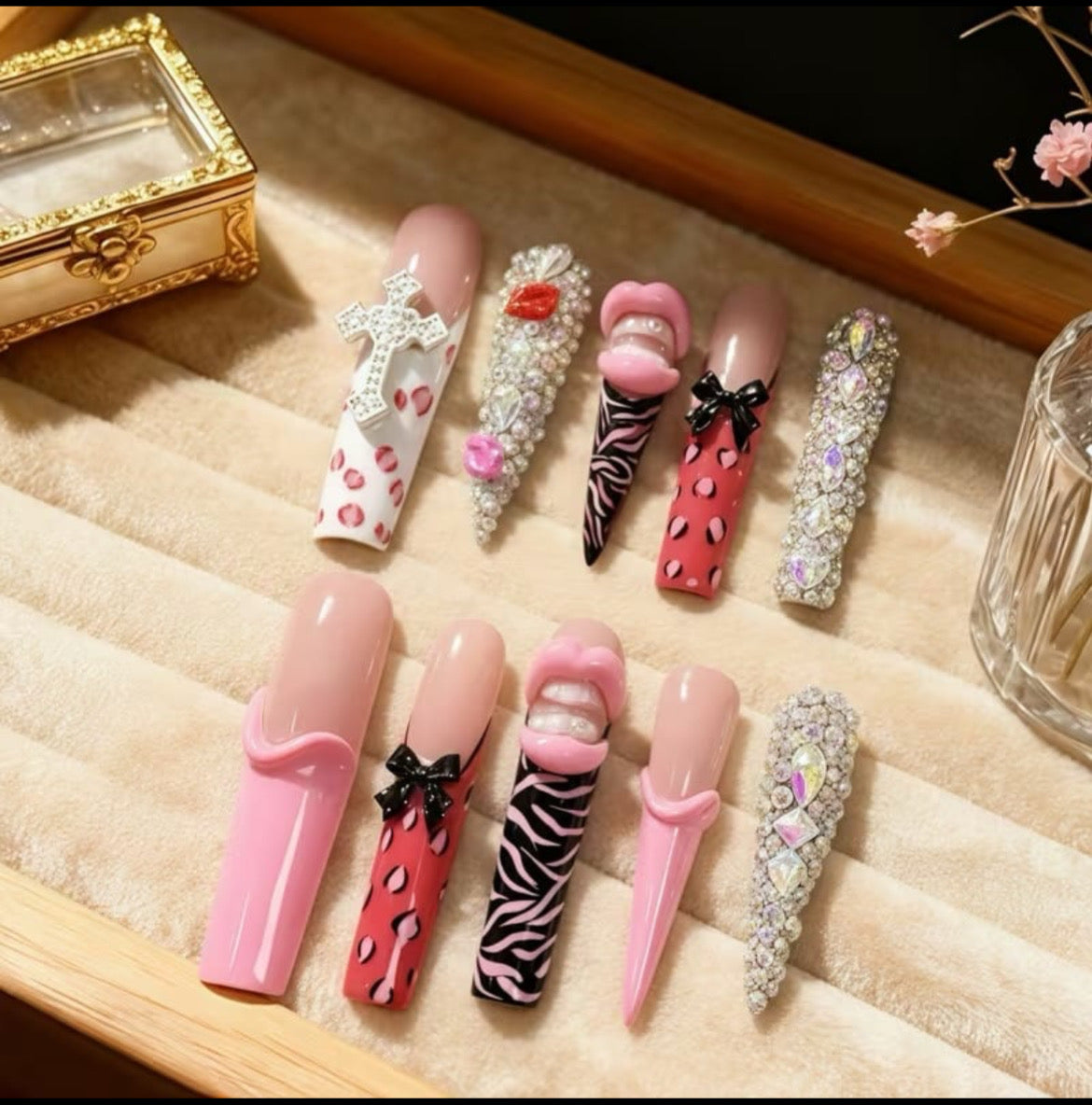 Elaborate 3D Charm Nails