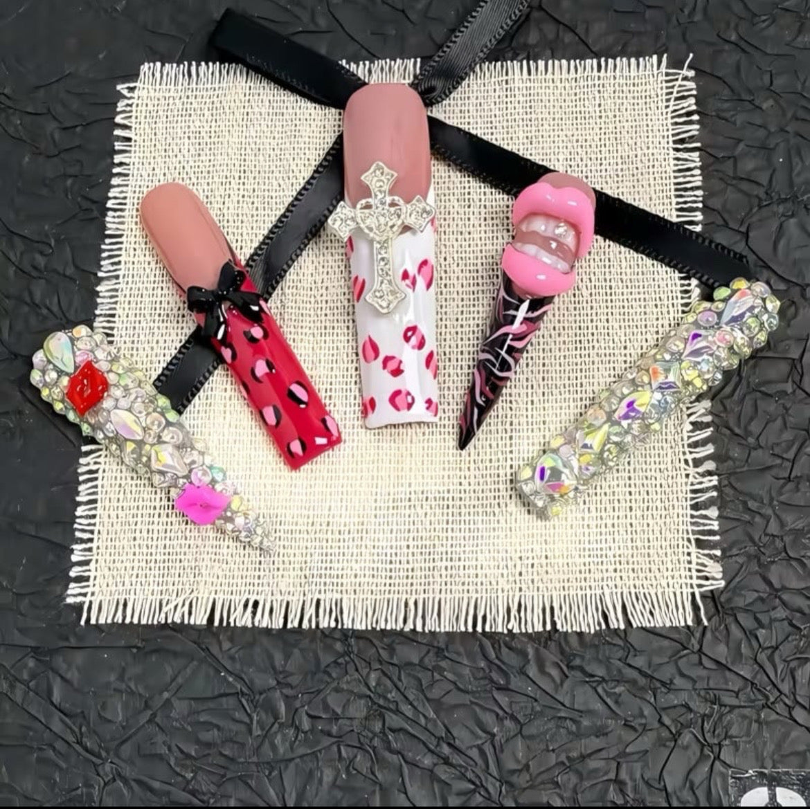 Elaborate 3D Charm Nails