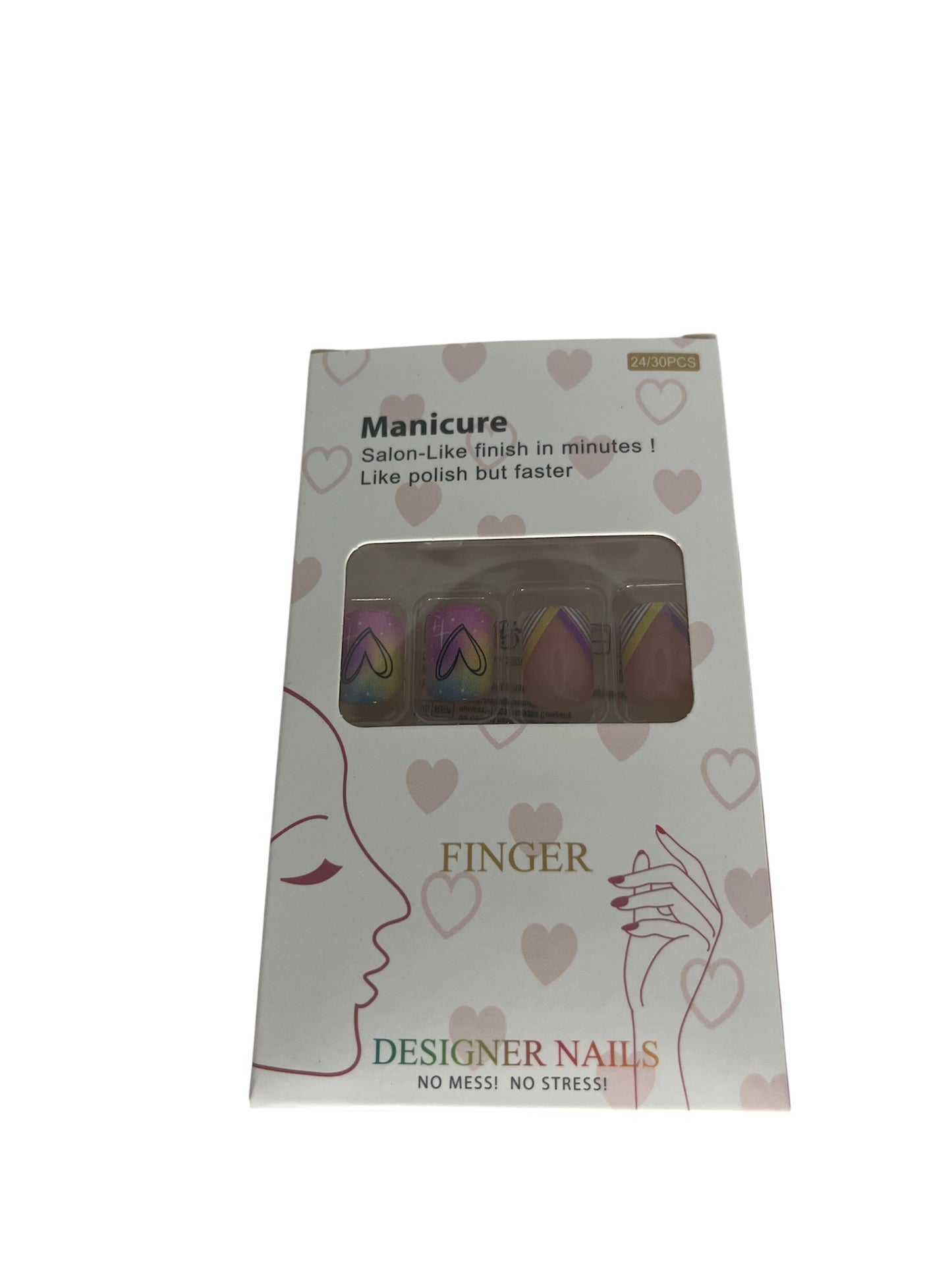 Gradient Heart Press On Nails