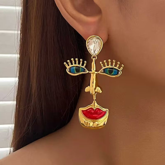 Abstract Face Dangle Earrings