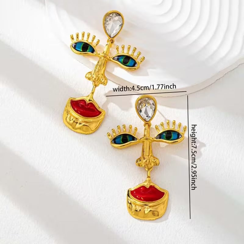 Abstract Face Dangle Earrings