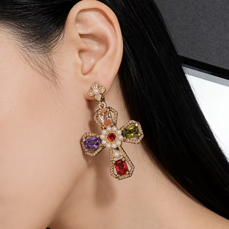 Mosaic Cross Earrings