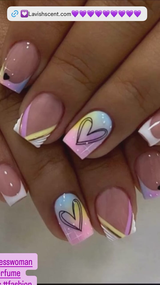 Gradient Heart Press On Nails